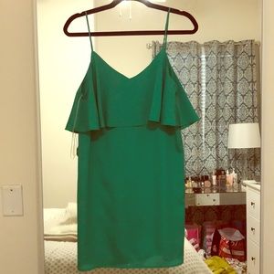 Kelly green spaghetti strap dress